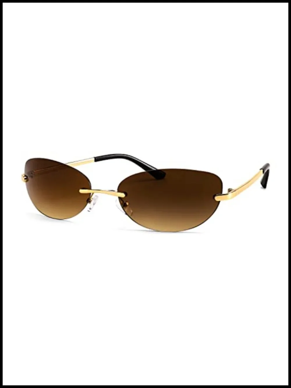 Rimless Oval Sunglasses Retro Y2K UV400 Metal Frame